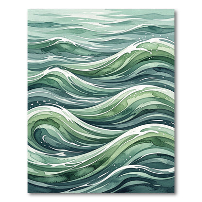 Abstract Emerald Ocean Wave Swirl Rug