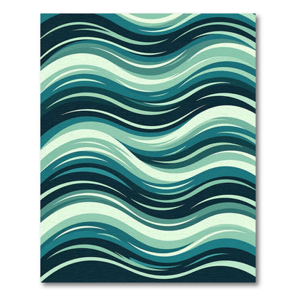 Deep Teal Aqua Wave Harmony Rug