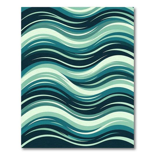 Deep Teal Aqua Wave Harmony Rug