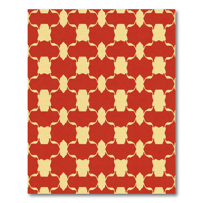 Crimson Yellow Ogee Lattice Rug