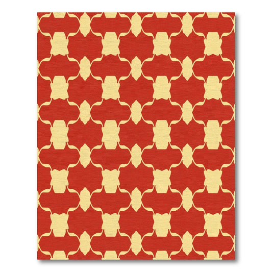 Crimson Yellow Ogee Lattice Rug