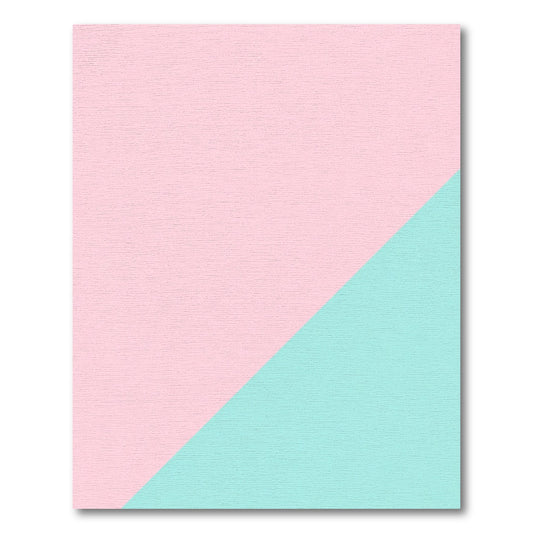 Soft Pink Teal Diagonal Split Rug