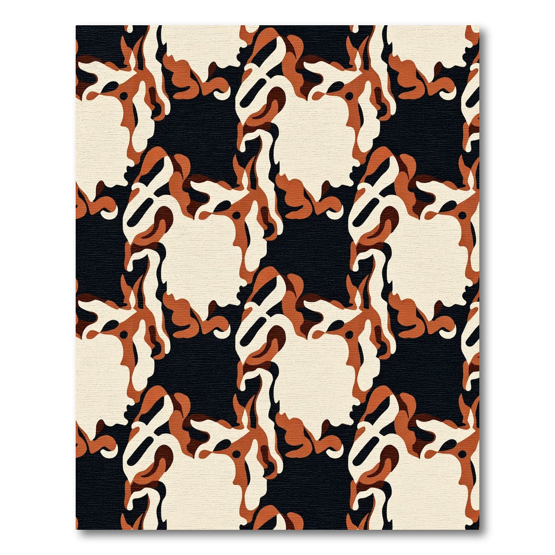 Abstract Terracotta Black Cream Forms Rug