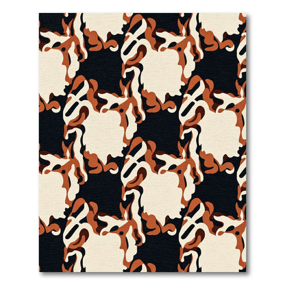 Abstract Terracotta Black Cream Forms Rug