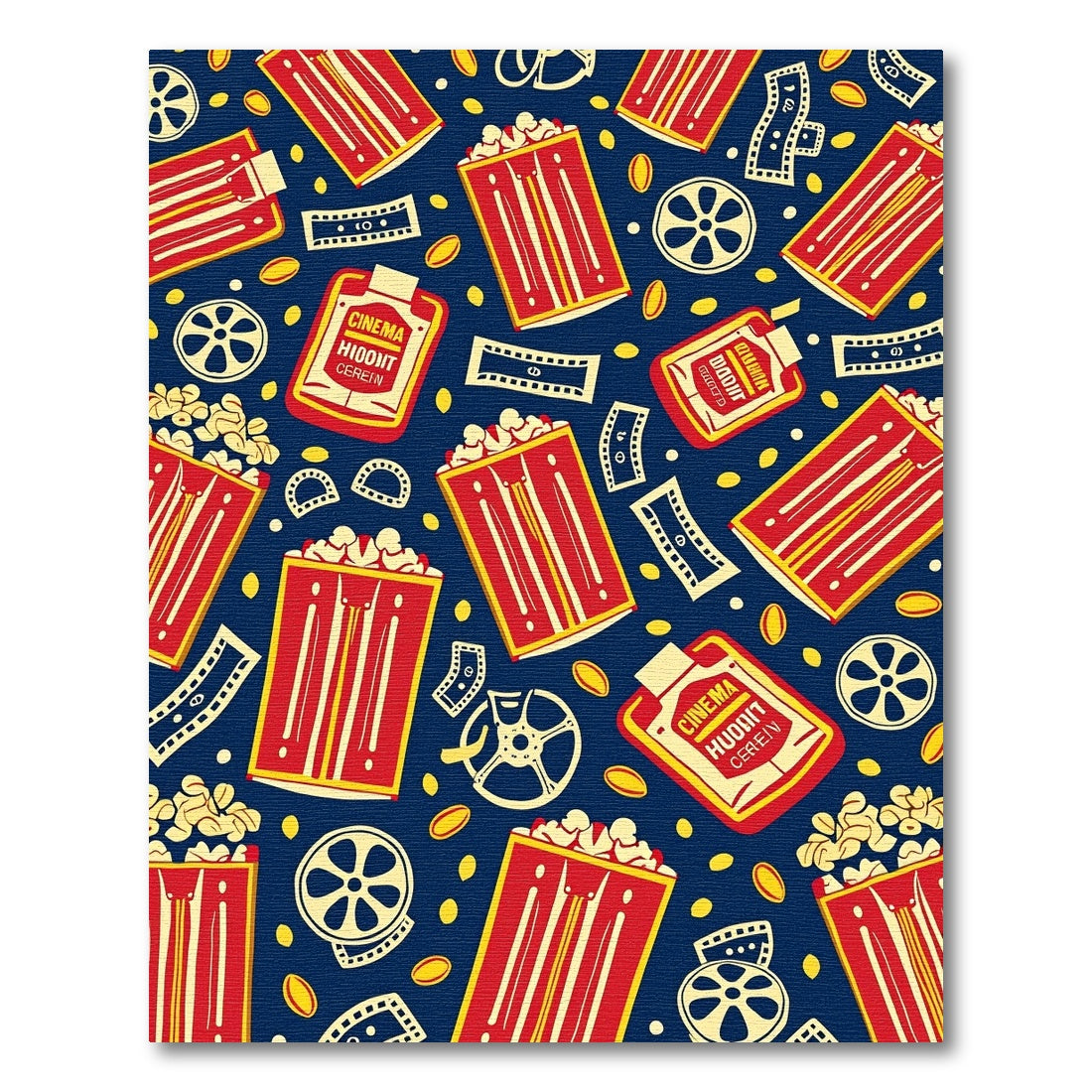 Retro Red Popcorn Film Reels Rug