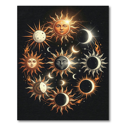 Celestial Sun and Moon Lunar Medallion Rug
