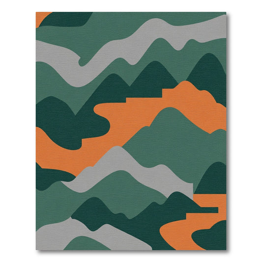 Abstract Orange Green Wave Topography Rug