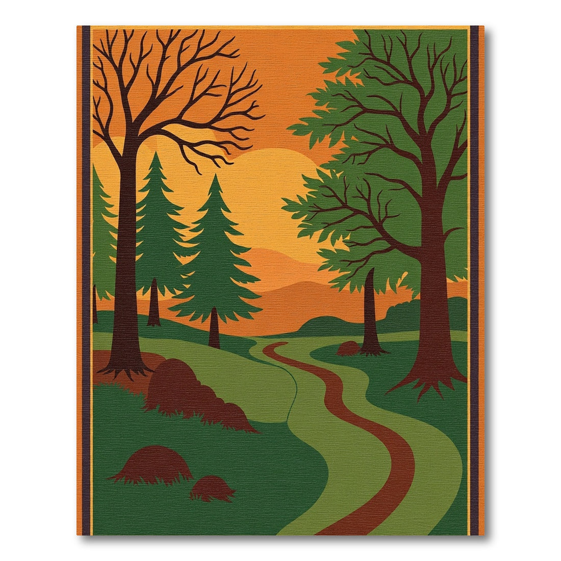 Warm Autumn Forest Path Rug