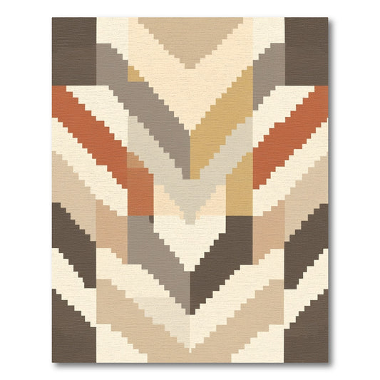Earthy Tone Chevron Geometric Tiles Rug