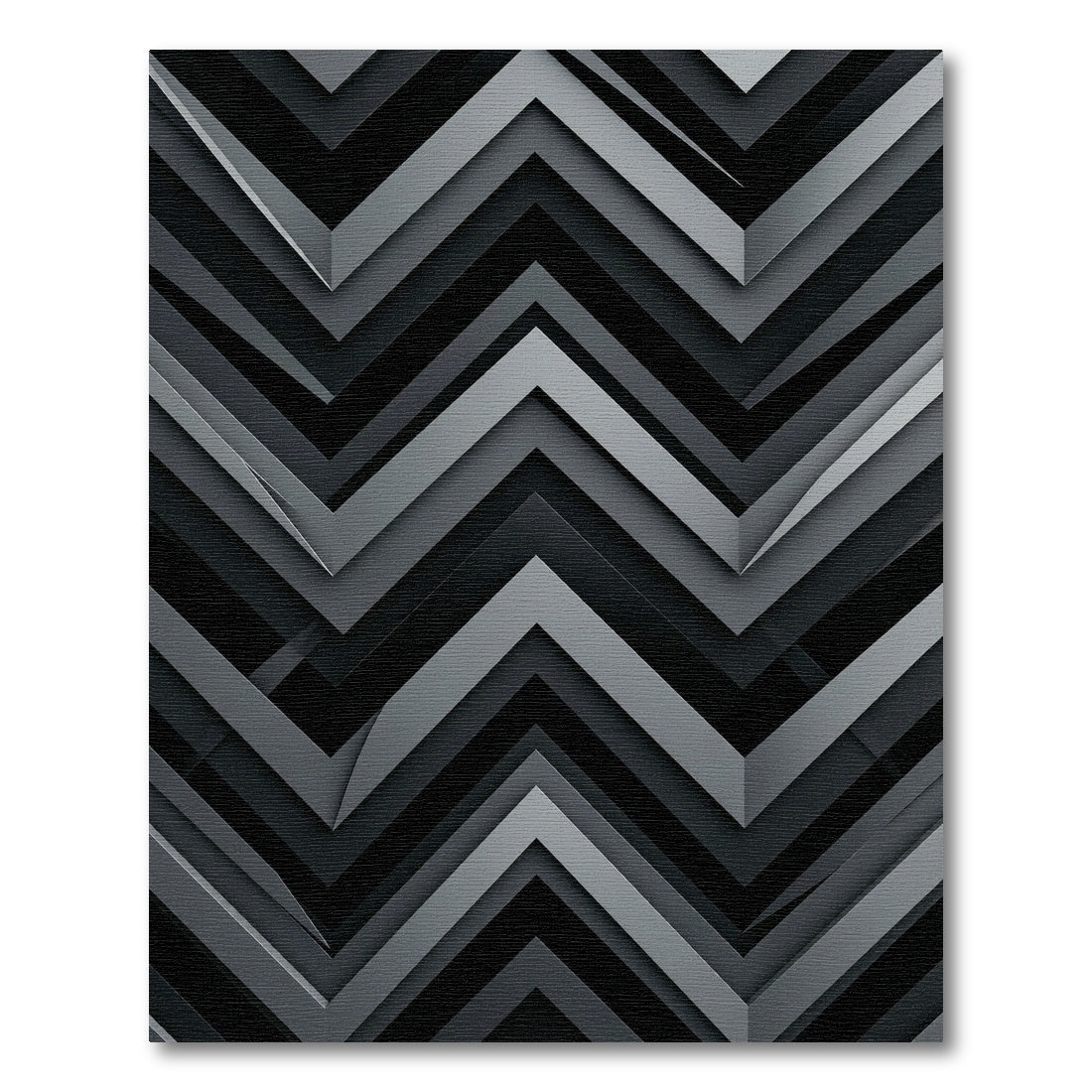 Sophisticated Gray Geometric Chevron Layered Rug