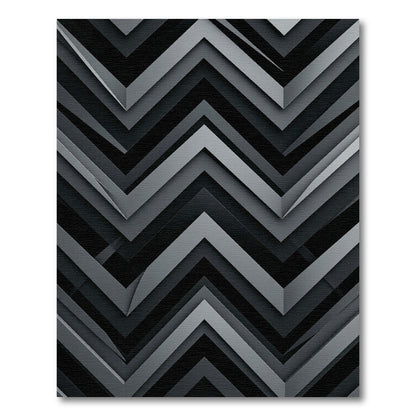 Sophisticated Gray Geometric Chevron Layered Rug