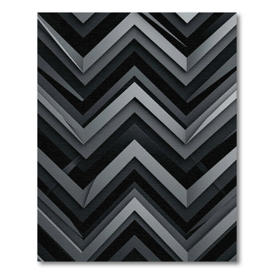 Sophisticated Gray Geometric Chevron Layered Rug