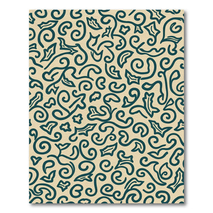 Teal Swirl Leaf Contemporary Pattern Rug