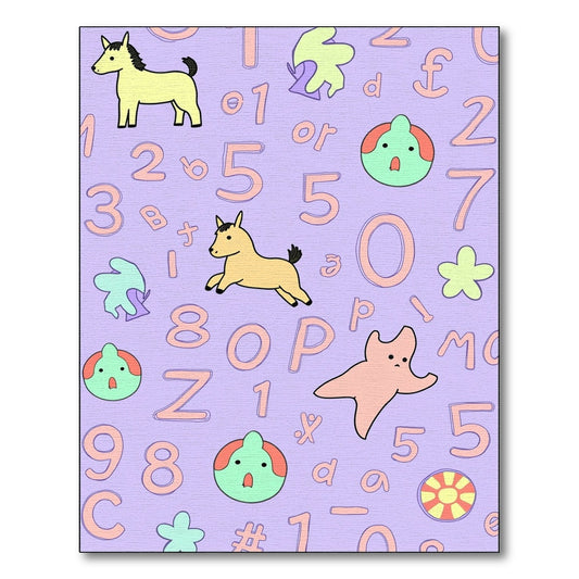 Playful Yellow Horses Alphabet Numbers Rug
