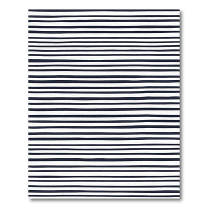 Navy White Handdrawn Stripe Runner Rug