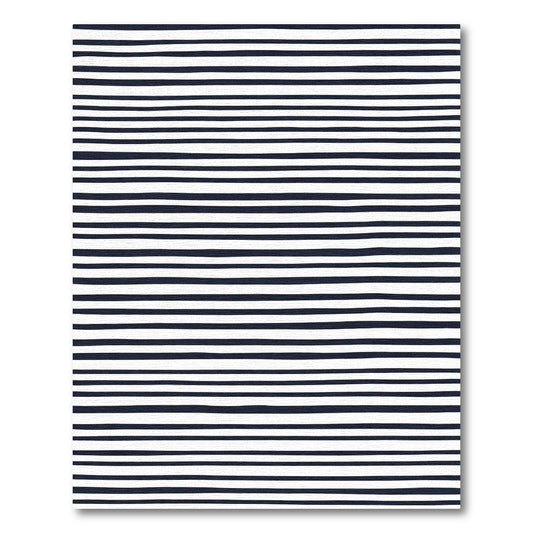Navy White Handdrawn Stripe Runner Rug