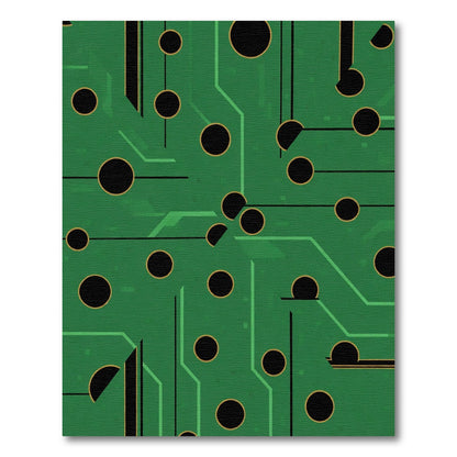 Green Circuit Board Geometric Abstract Rug