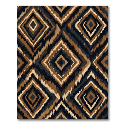 Earthy Ikat Diamond Geometric Neutral Area Rug
