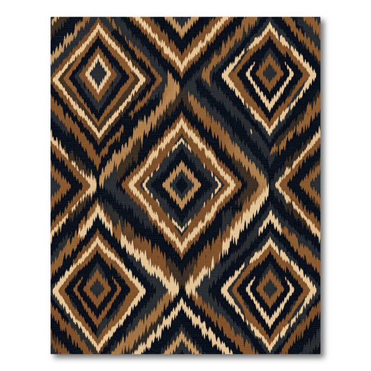 Earthy Ikat Diamond Geometric Neutral Area Rug