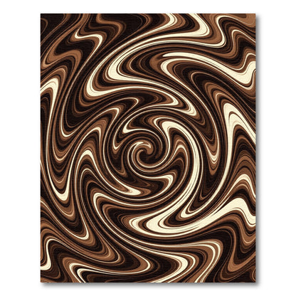 Swirling Brown Cream Marble Vortex Rug