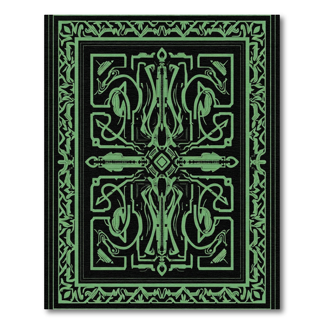 Emerald Black Geometric Art Deco Rug