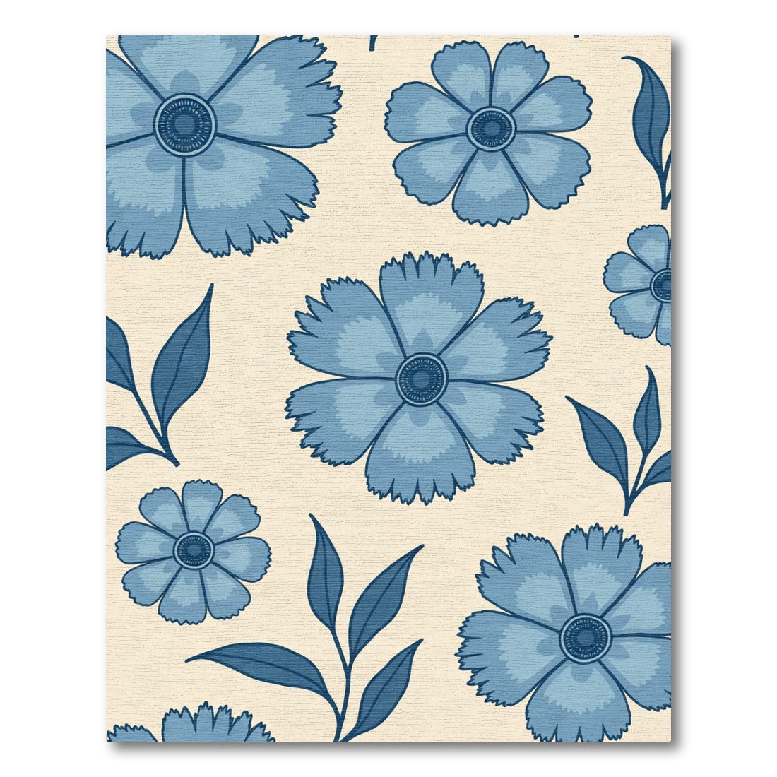 Navy Blue Floral Garden Rug