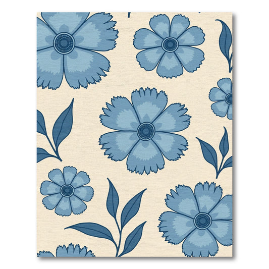 Navy Blue Floral Garden Rug
