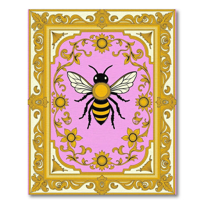 Pink Gold Baroque Bee Floral Rug