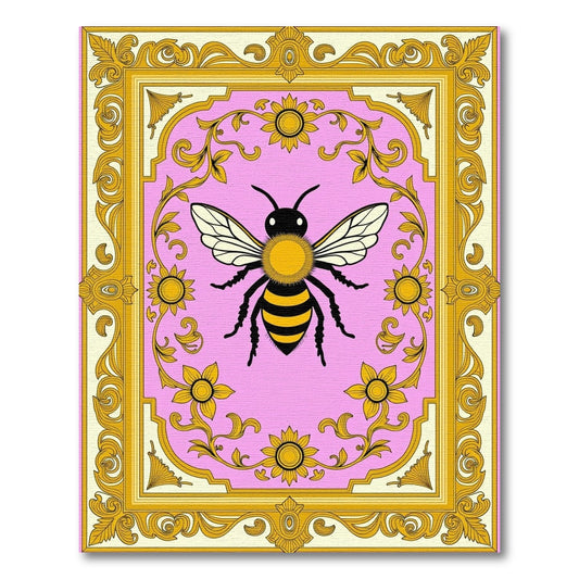 Pink Gold Baroque Bee Floral Rug