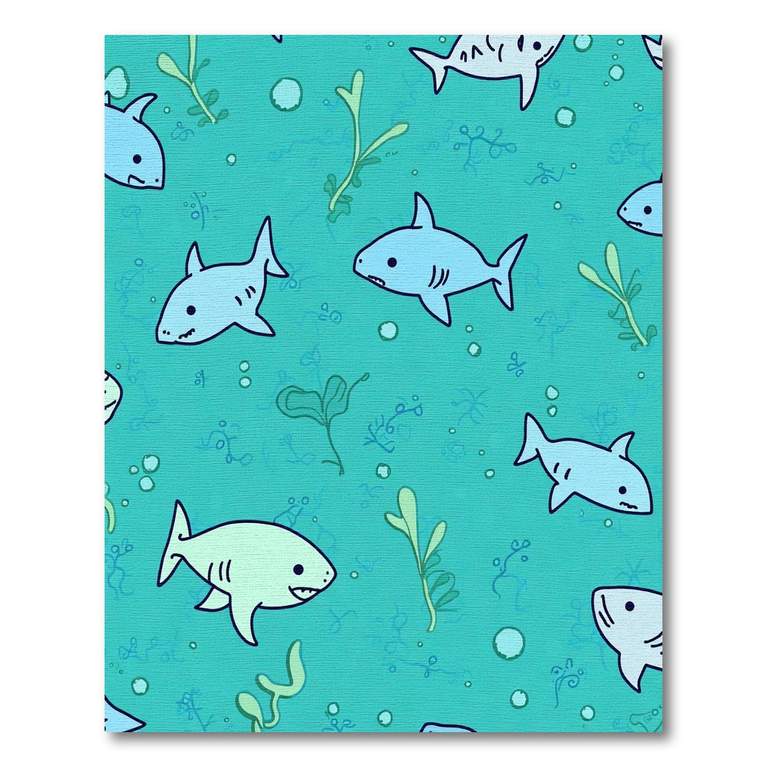 Whimsical Blue Shark Underwater Scene Rug