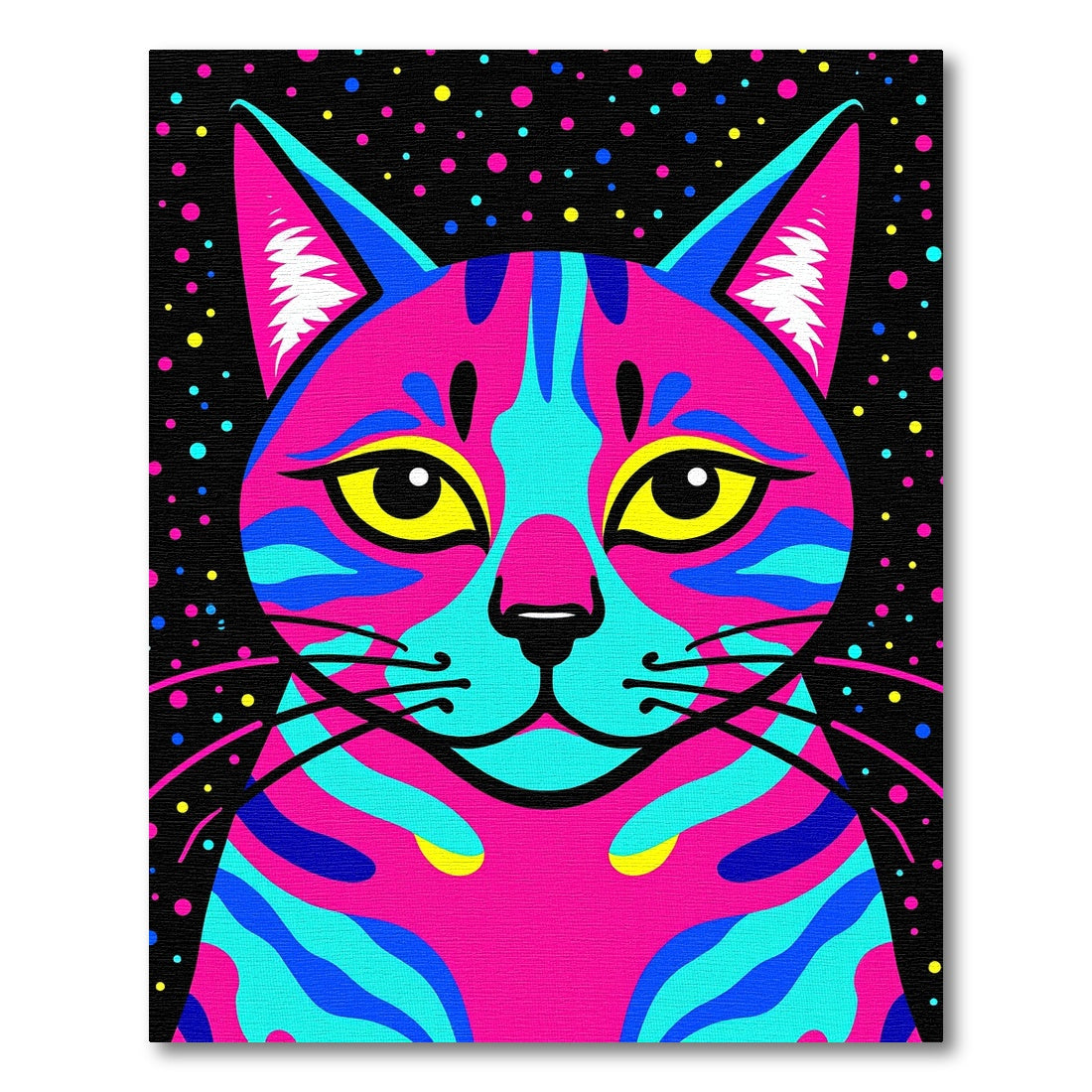 Vibrant Pink Blue Abstract Cat Spots Rug