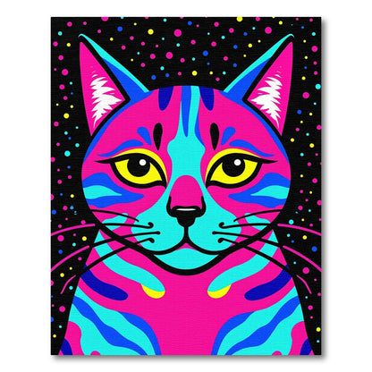 Vibrant Pink Blue Abstract Cat Spots Rug