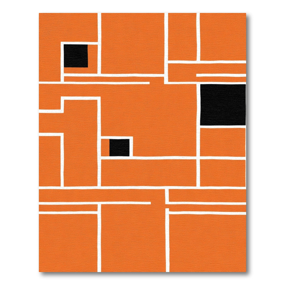 Vibrant Orange Geometric Block Rug