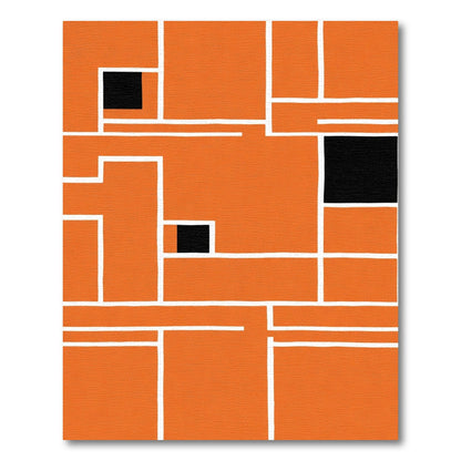 Vibrant Orange Geometric Block Rug
