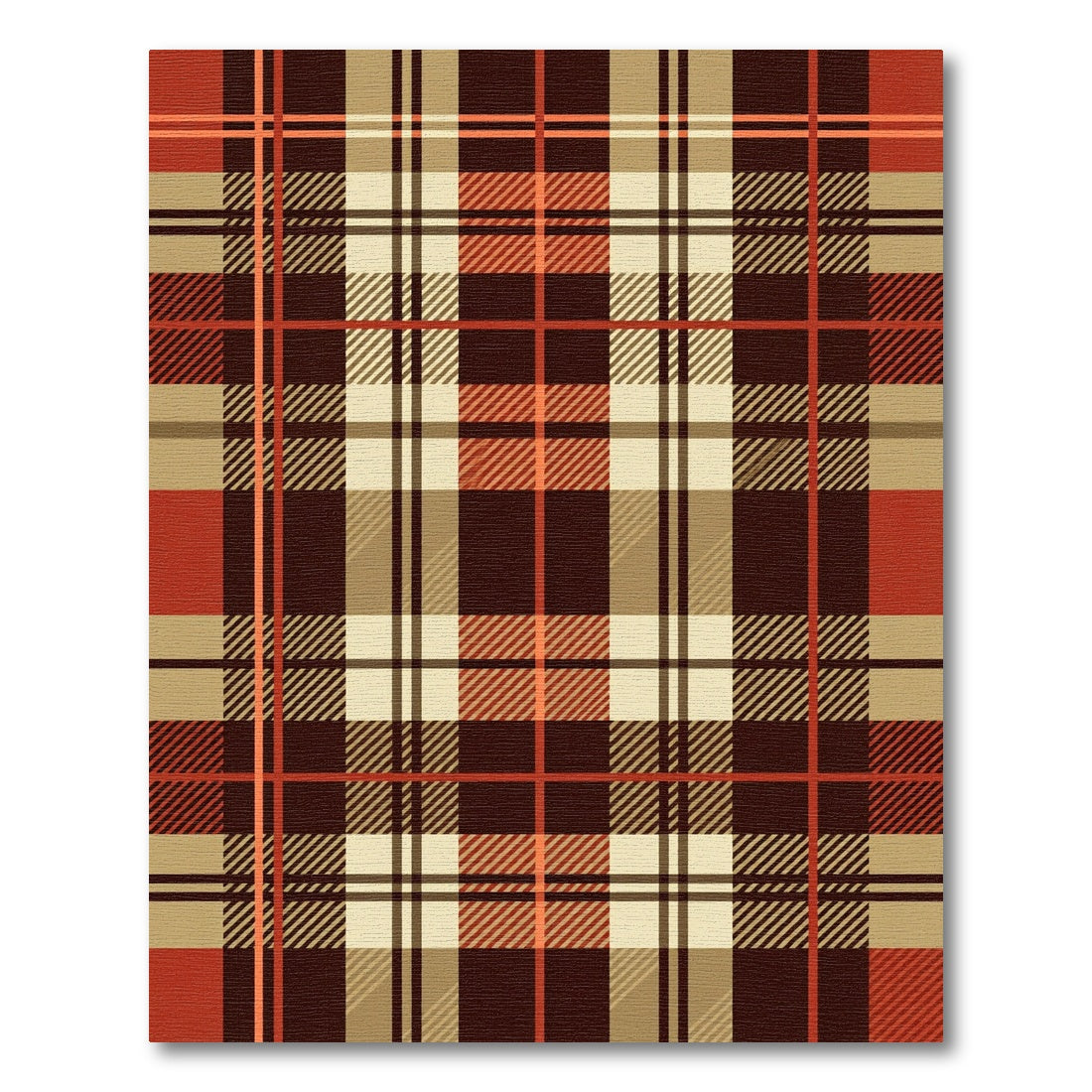 Classic Rust and Cream Tartan Plaid Rug