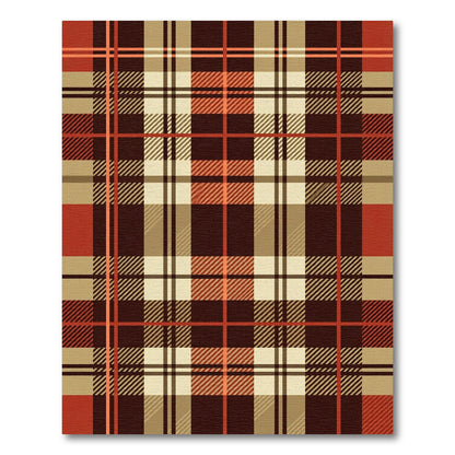 Classic Rust and Cream Tartan Plaid Rug