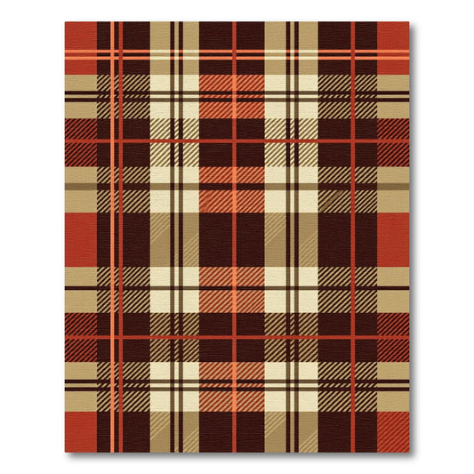 Classic Rust and Cream Tartan Plaid Rug