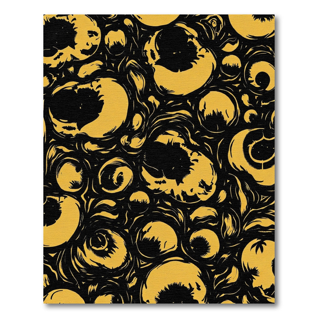 Abstract Orbs Black Yellow Swirl Rug