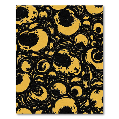 Abstract Orbs Black Yellow Swirl Rug