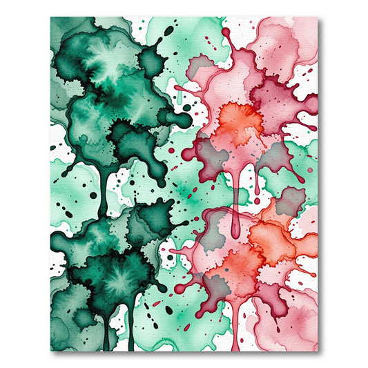 Dynamic Emerald and Crimson Watercolor Splash Rug