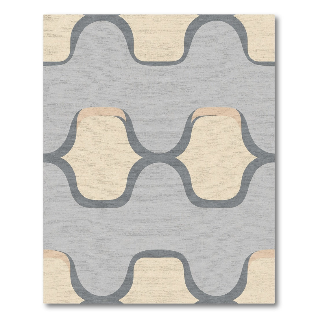 Soft Gray Yellow Interlocking Waves Rug