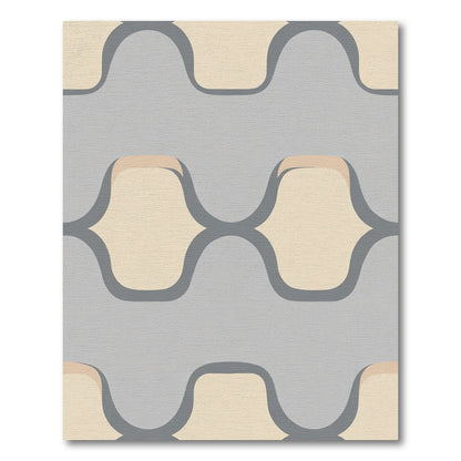 Soft Gray Yellow Interlocking Waves Rug