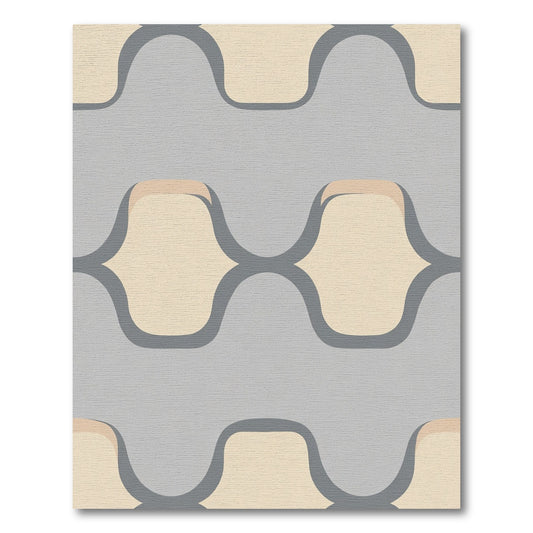 Soft Gray Yellow Interlocking Waves Rug