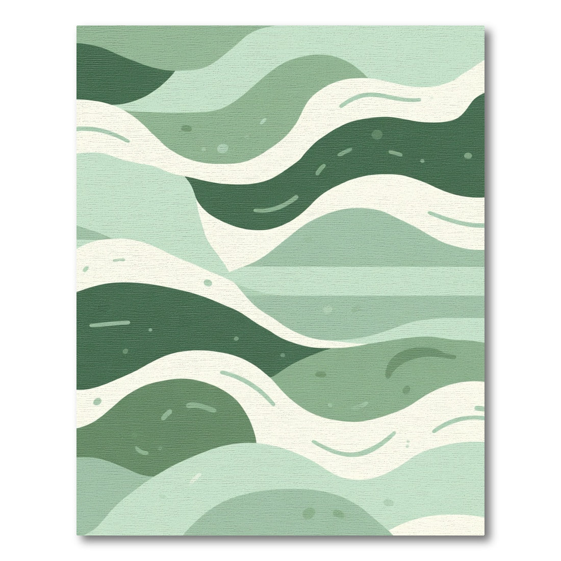 Green and Cream Wave Landscape Rug