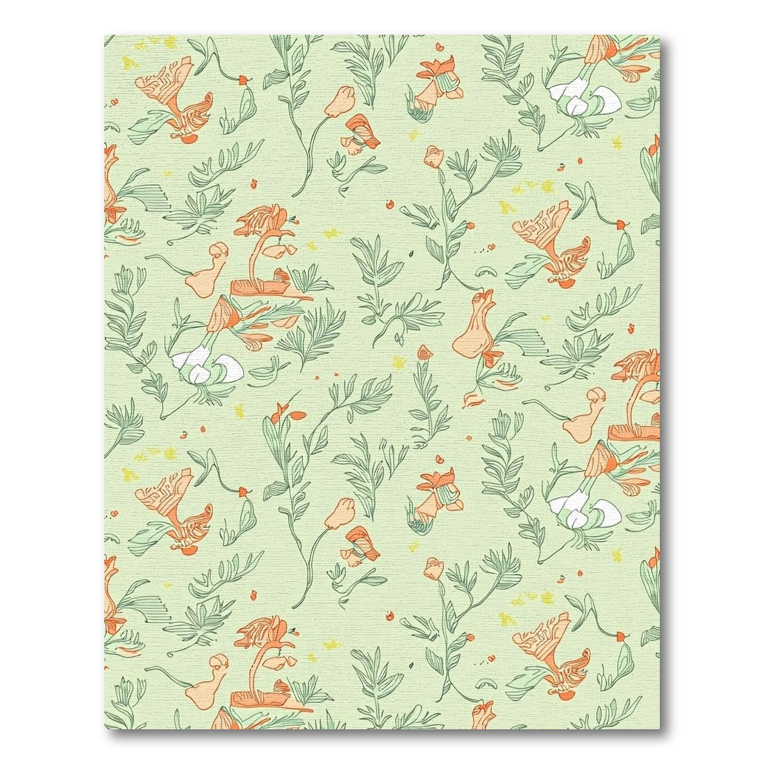 Delicate Coral Floral Line Art Rug