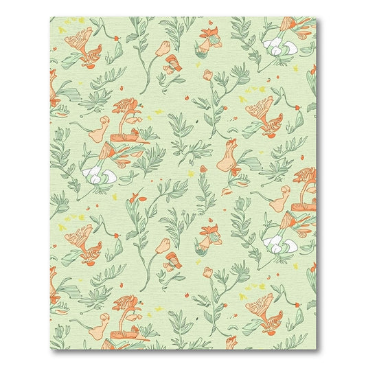 Delicate Coral Floral Line Art Rug