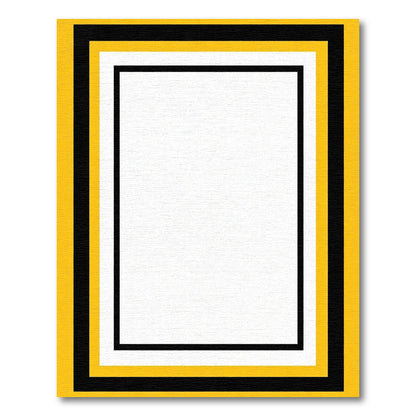 Bold Yellow Black White Rectangular Frame Rug
