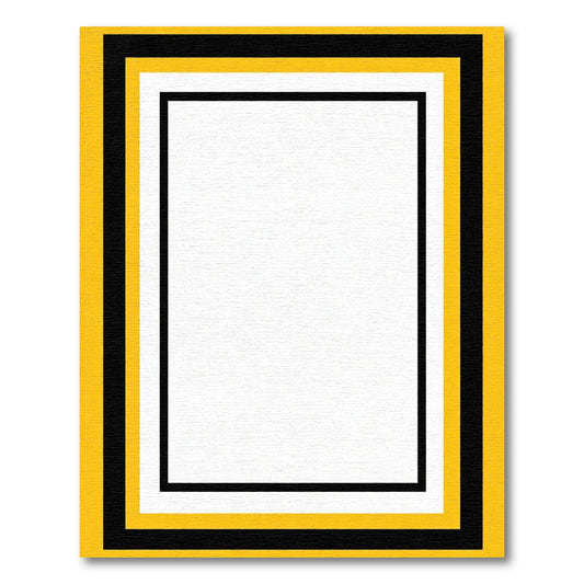 Bold Yellow Black White Rectangular Frame Rug