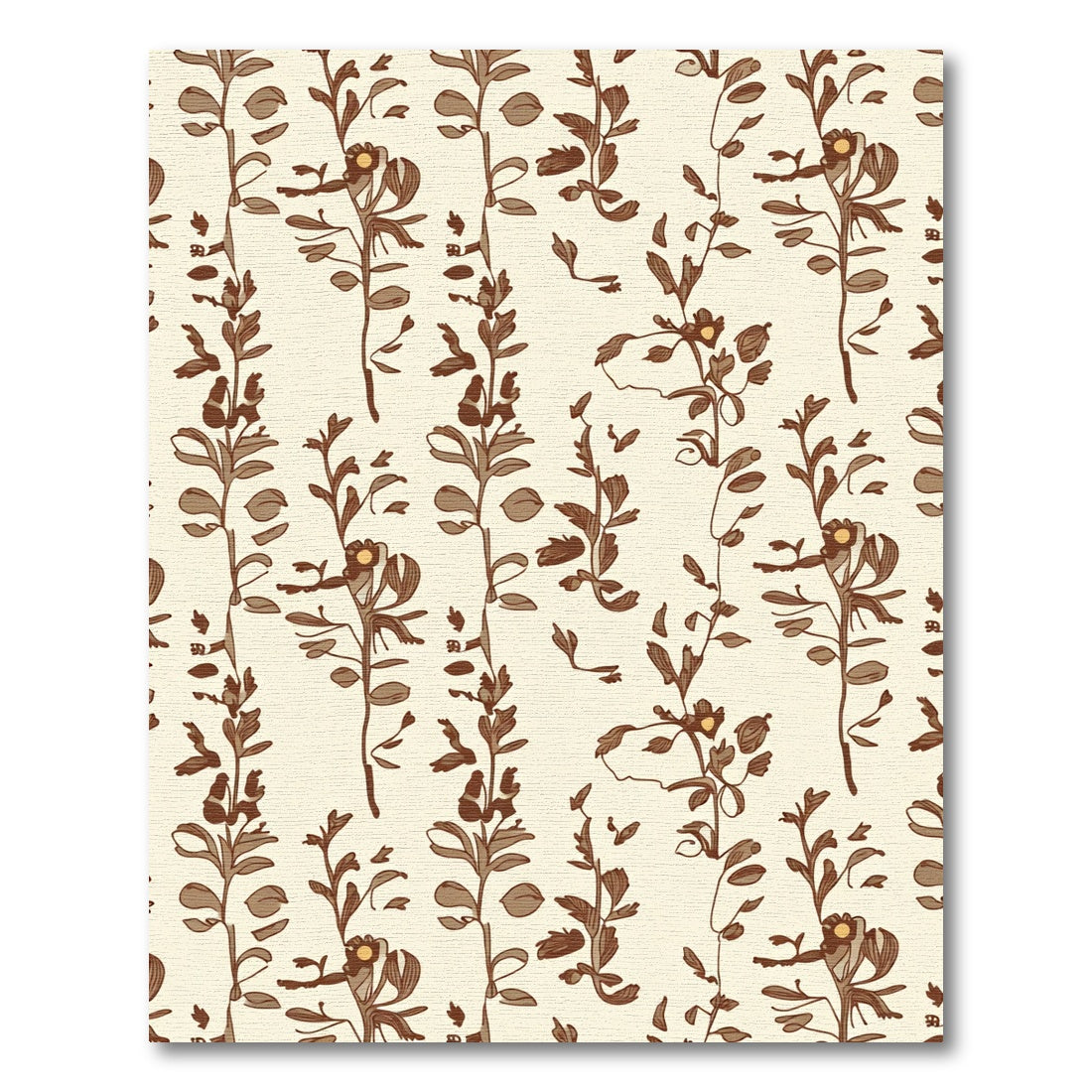 Vintage Brown Botanical Garden Vines Rug