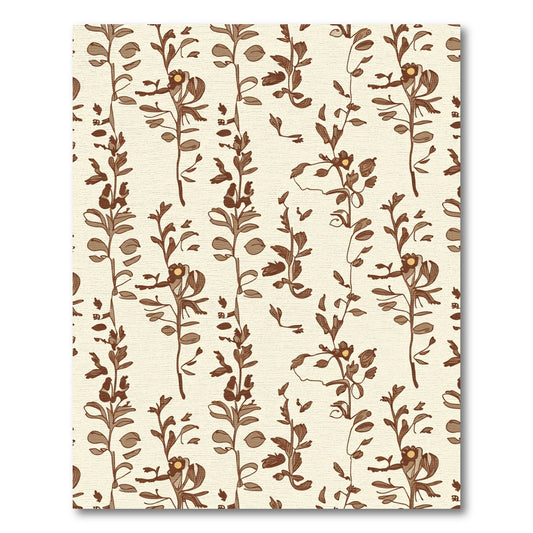 Vintage Brown Botanical Garden Vines Rug